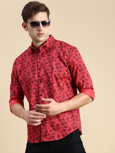 Image of SHOWOFFFF Men Printed Casual Shirt | Spread Collar Full Sleeves Cotton Shirt for Mens | Slim Fit Regular Length Shirt for Men's