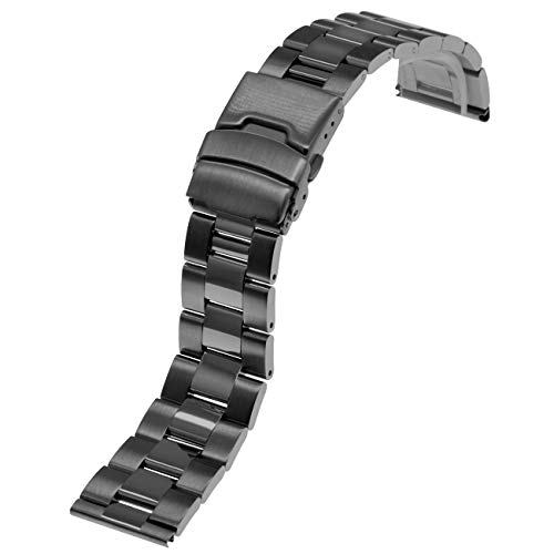 Kai Tian Brushed Polished Metal Watch Bands For Men Women 20Mm Stainless Steel Watch Strap Tapered Replacement Bracelet Adjustable Sport Wristband Black #TOP1
