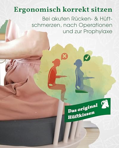 VitaL Kissen® – Hüftkissen- das Original. Orthopädisches Sitzkissen – Ergonomisches Keilkissen für Bürostuhl & Stuhl – Entlastet Rücken, Hüfte, Knie & LWS – Gegen Schmerzen & für aufrechtes Sitzen