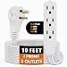 Electes 10 Feet Heavy Duty Extension Cord/Wire, Multi 3 Outlet, 3 Prong Grounded, Angled Flat Plug, 16/3, SPT3, UL Listed, White