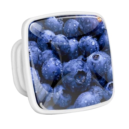 lcndlsoe Blueberry Lot de 4 boutons de placard en verre cristal pour tiroir carré de cuisine, commode, armoire, brille dans le noir