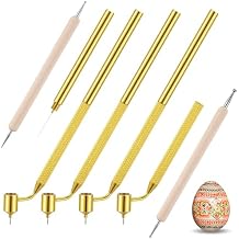Leriton 6 Pcs Ukrainian Easter Egg Decorating Kit Pysanky 0.2 0.3 0.4 0.5mm Kistka Pen Hot Wax Pens 2 Double Sided Drop Pull Tool Ukrainian Eggs Tools and Supplies