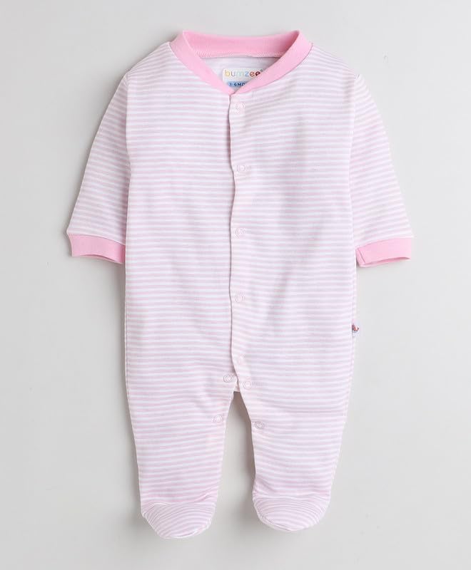 Image of BUMZEE Baby Girls Jumpsuit Baby & Full Sleeves Sleepsuit Pack Of 3