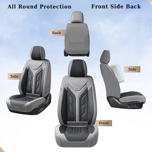 Image of Coverado Car Seat Covers Full Set, Automotive Seat Covers Car Seat Protector Car Seat Cushion, Waterproof Leather Seat Covers for Cars, Universal Fit for Most Sedans SUV Pick-up Truck(Gray&Black)