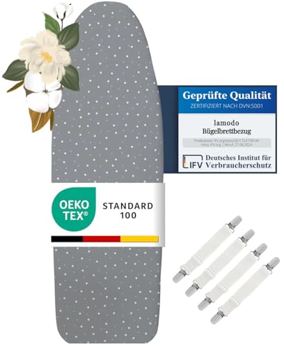 lamodo® - Bügelbrettbezug (120x40 cm) - Bügelbezug aus 100% Baumwolle -...