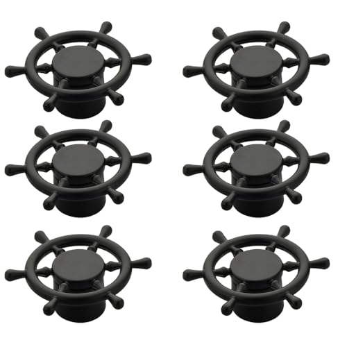 Image of Ship Wheel Design Knob for Drawer /Door Knob /Drawer Knobs /Decorative Knobs and Pulls (Black Finish) Zinc Alloy Pack of 6-| 3 Years Warranty |