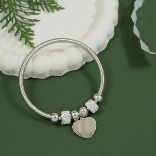 Image of I Jewels Fashion Stylish Silver Plated Adjustable Charm Bracelet with Stone Beads for Women