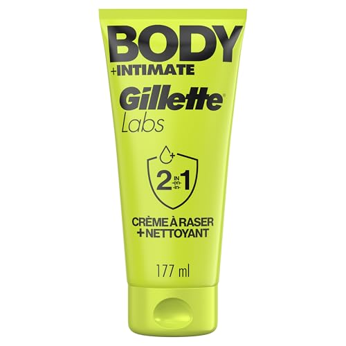 Gillette Labs Body Plus Intimate Crème A Raser Homme Et Nettoyant 2-en-1 pour Le Corps Et La Zone Intime, Convient Aux Peaux Sensibles, Aloe Vera pour Un...