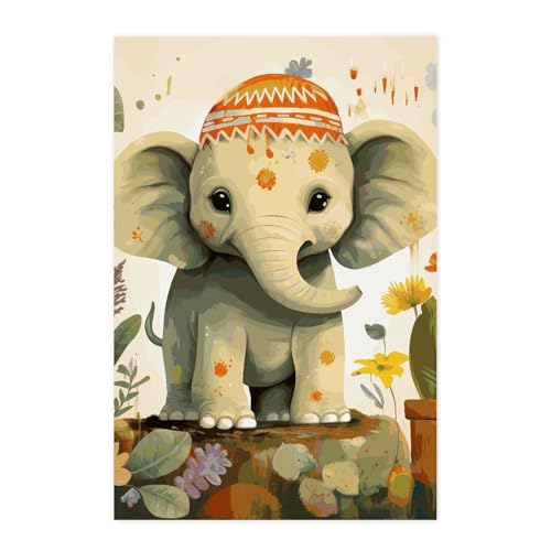 Poster elephant de dessin anime pour creer un coin lecture apaisant dans la chambre