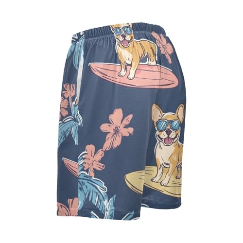 Corgi Dog Surfing Pajama Bottom Shorts for Men Soft Casual Sleep Lounge Shorts with Pockets S-XXL3