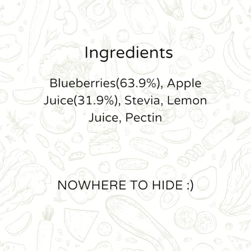 The Gourmet Jar Blueberry Fruit Spread 200g| 100% Natural, No Preservatives, No Artificial Colors, No Artificial Flavouring agents| Sugar- free jam| Diabetic Friendly| Low Calorie (14 calories per serving)| Vegan| 63% Blueberries| Healthy Breakfast| Pack of 1