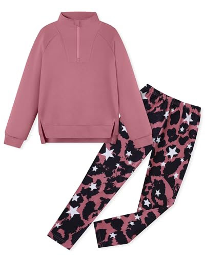 Coedody Girls Clothes Fashion Half Zip Sweatshirt Pants 2 Piece 7-8Y