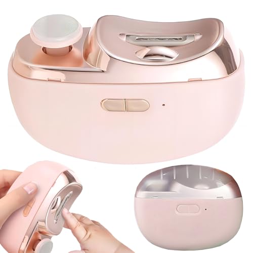 auvstar Cortaúñas Automático con Luz Electrico Adultos Cortauñas Tijeras de Uñas Automáticas Eléctricas Recortador Silencioso Portátil Cortaúñas Lima Uñas Manicura Corta Bebe Seguridad (Rosa)