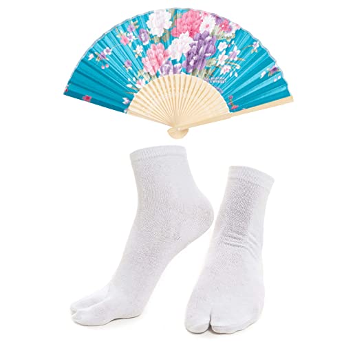 Japanese Anime Women's Kimono Robe Geisha Yukata Sweet Dress Blossom Satin Bathrobe Sleepwear Fans Tabi Socks Set