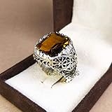 Citrine Gemstone Men's Ring, 925 Silver Man Ring, Handmade Designer Ring, Wedding Gift Ring,...