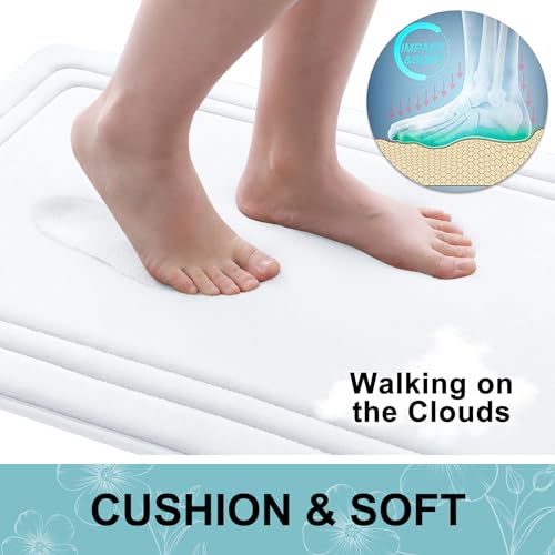 Grandaily Memory Foam Bath Mat Rug 30x20, Ultra Soft, Non-Slip and Absorbent Bathroom Rugs, Machine Wash Dry, Comfortable Bath Carpet for Bathroom Floor, Tub and Shower, White by Grandaily - Image 4