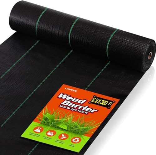 LAVEVE 5FT x 100FT Weed Barrier Landscape Fabric, 3.2oz Premium Heavy Duty Garden Cloth, Ground Cover for Gardening, Farming