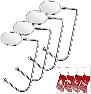 yeestone Stocking Hangers for Fireplace, Metal Christmas Stocking Holder, 4Pcs Non-Slip Stocking Hooks, Safety Fireplace Hooks for Stocking Decoration Ornament