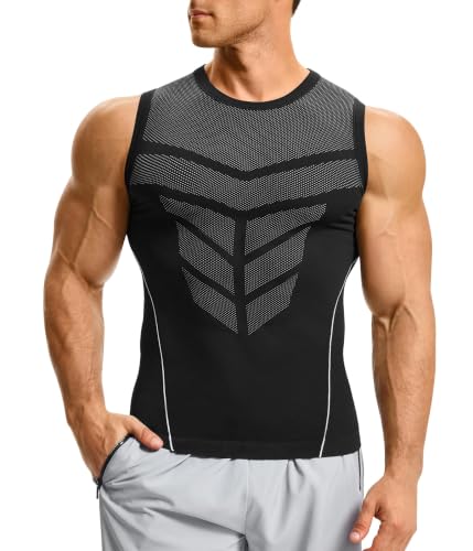 Gotoly Chaleco de compresión sin costuras para hombre, Negro, XXL