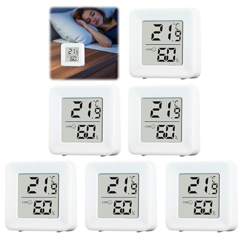 6 Pièces Thermomètre Hygromètre Intérieur Mini LCD Digital Portable Humidité Termometre Maison -50~70 ℃ 10% 99% RH Convient pour Chambre de Bébé Salon Bureau Serre Entrepôt Vestiaire Blanche