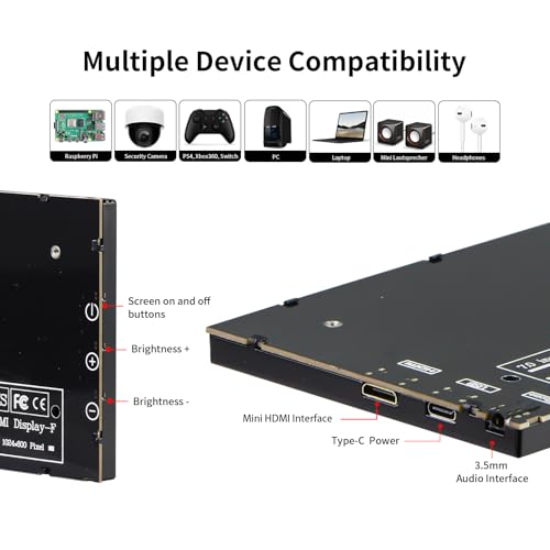 Image of CUQI 7 Inch Mini Monitor, IPS 1024 x 600 HDMI Small Monitor with Leather Stand for Raspberry Pi 5 /4, Laptop, PC, Switch, Xbox, PS4