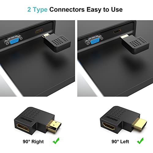 Adaptador HDMI macho a hembra ángulo 90° 2 unidades miniatura 3