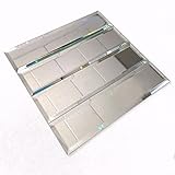 3' x 12' Clear Mirror Glossy and Beveled Glass Subway Tile Sample (1 Sq ft- Box of 1 Sheet Sample)