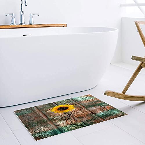 Sunflower Butterfly Inlet Outdoor Door Mat, Vintage Board Floral, Door Mat Is Odorless And Durable, W19.7 X L31.5 Inch, Brown #TOP4