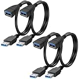 SaiTech IT 4 Pack Short Length 30cm USB 3.0 Extension Cable, Male to Female Extender Cable, USB 3.0 Extender Cord