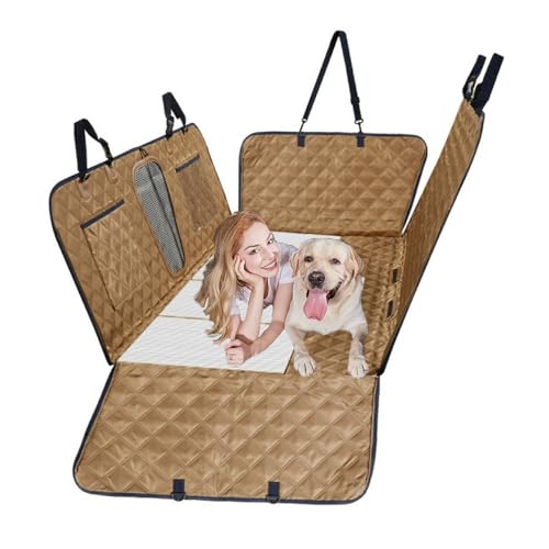 Car Pet Seat Cover for Dodge Durable Dog Travel Hammock Scratchproof Back Seat Pet Cover Easy Clean Dog Seat Mat with Pocket,Brown
