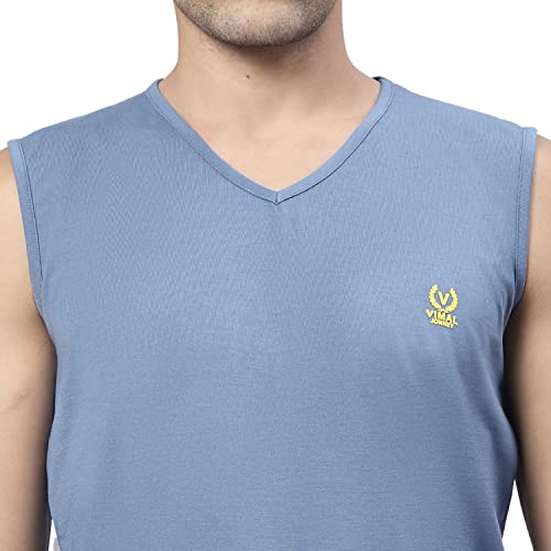 Image of Mack Jonney Regular Fit Cotton Solid Gym Vest for Men-V SL ANTHRA 01-P