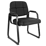 CLATINA Office Reception Guest Chair with Bonded Leather Padded Arm Rest Ergonomic Guest Chair for W