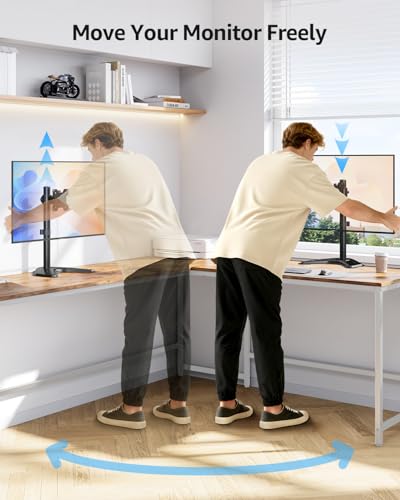 Image of MOUNTUP Single Monitor Stands, Freestanding VESA Monitor Desk Mount fits 13'' to 32'' Computer Screen with Height Adjustable, Swivel, Tilt, Rotation, 17.6 lbs Load, For Home Office, VESA 75x75 /100x100