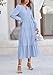 PRETTYGARDEN Long Sleeve Dress for Women 2025 Fall V Neck Tiered Aline Spring Elegant Modest Flowy Wedding Guest Maxi Dresses (Light Blue,Large)