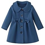 METYOUEZE Toddler Baby Girl Dress Coat Lapel Button Jackets Clothes Long Sleeve Solid Color Fall Winter...