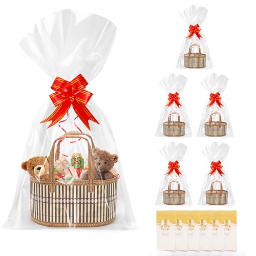 DEAYOU 6 Pack Baskets for Gifts Empty, Sturdy Woven Bamboo