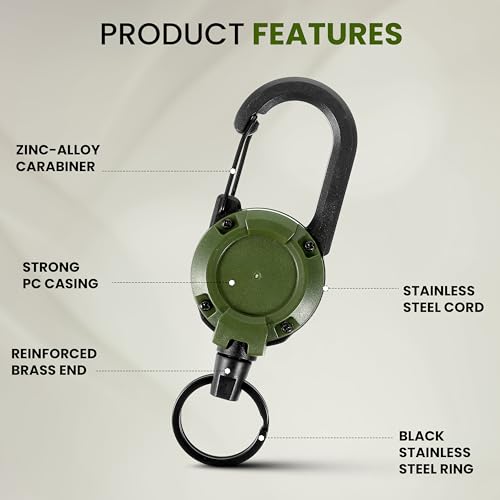 Image of Storite Retractable Keychain ID Badge Holder Keyring | Secure Carabiner Clip for Backpacking, Fishing, Outdoor Use | Durable ABS, Lightweight & Reusable | Ideal for Everyday Travel