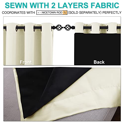 Image of NICETOWN Room Warming Curtains, Bedroom Full Blackout Panels, Super Thick Insulated Window Covers, Complete Blackout Draperies with Black Liner for Short Window (Beige, Set of 2, 52 by 45-inch)