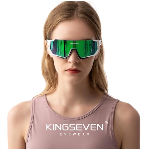 KINGSEVEN Polarized Cycling Sunglasses Men Women Mtb Bicycle Glasses UV400 Protection Sports SunglassesLS910 Black Green2