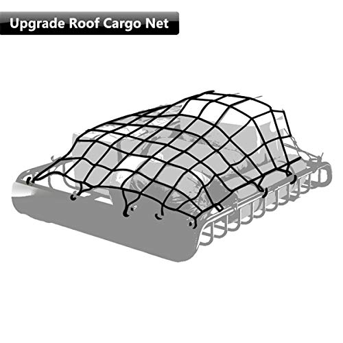 Ezykoo Cargo Nets 47" X 36",6Mm Premium Bungee Cord Net,3" X 3" Grid Mesh Cargo Net,Auto Roof Tie-Down Net With 14 Hooks #TOP5