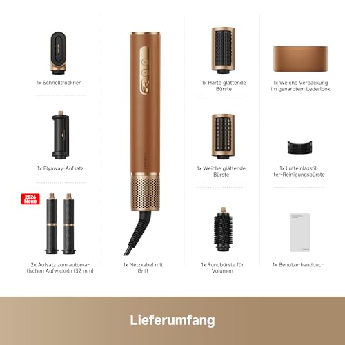 Dreame AirStyle Pro 2026 NEW, 7-in-1-Hairstyler, Schnelltrocknend, 2 Lockenaufsätze, Volumen für das Haar, glättende Bürste, Frizz-Reduzierung, Lederset, Airflow-Styling, Magnetdesign