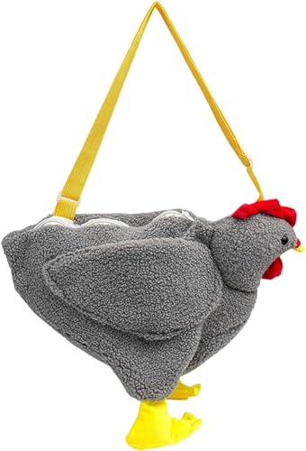 Chicken Purse Cute Chicken Bag Fluffy Hen Shoulder Plush Handbag Crossbody Purse,Funny Animal Cartoon Crossbody Bag