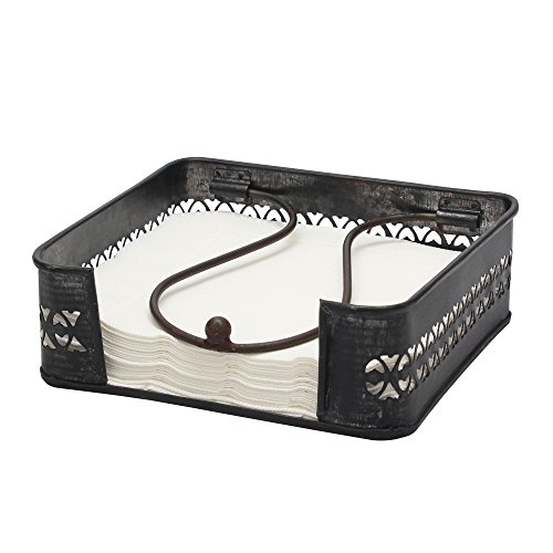 Stonebriar Industrial Black Graphite Metal Table Top Napkin Holder, Decorative Napkin Tray