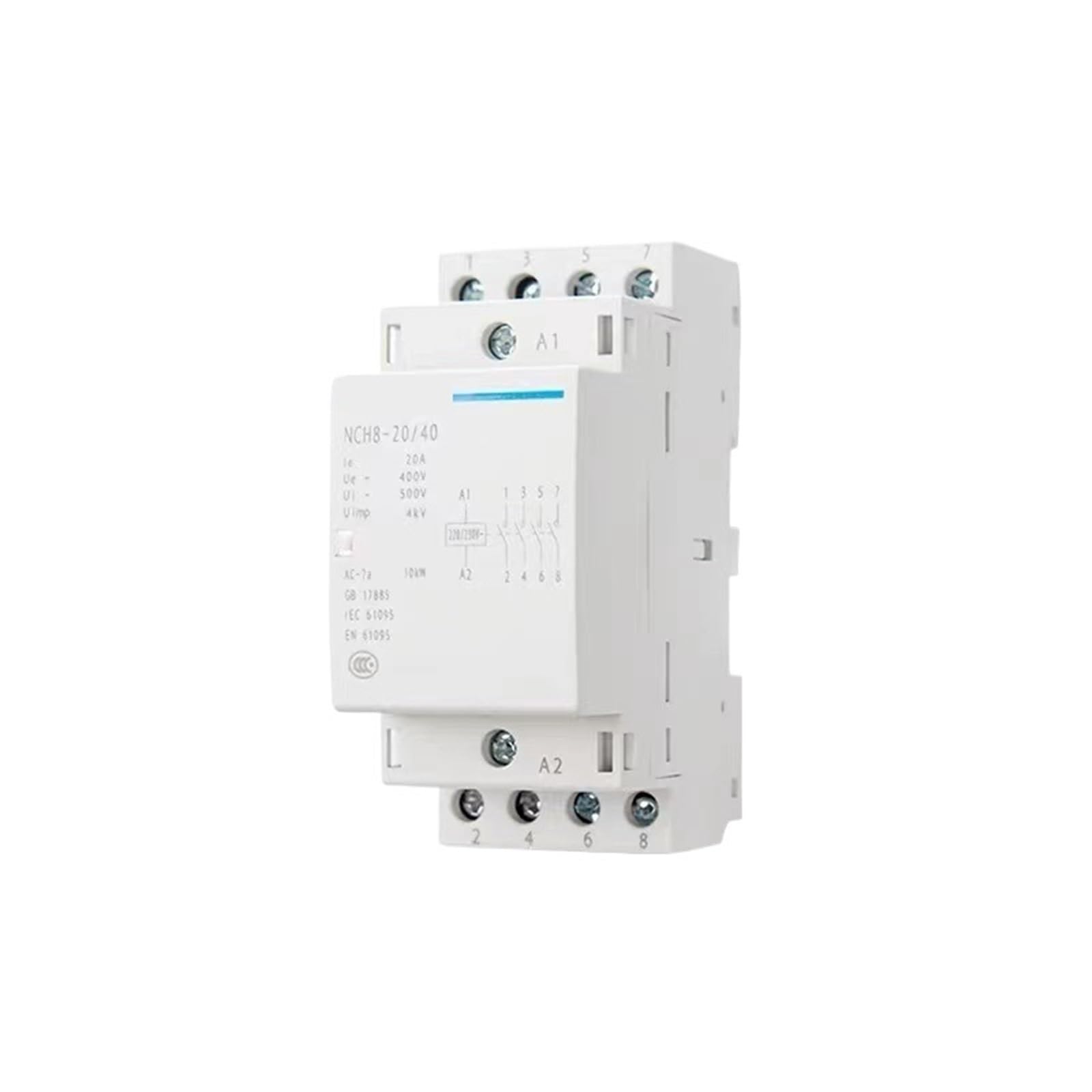 NCH8-20A 25A 40A 63A modułowy AC Stycznik domowy 220 V 230 V 400 V 1NO 1NC 2NO 2NC 4NO NCH8 2 4 fazy 1 szt. (NCH8-40A, 2NO2NC)