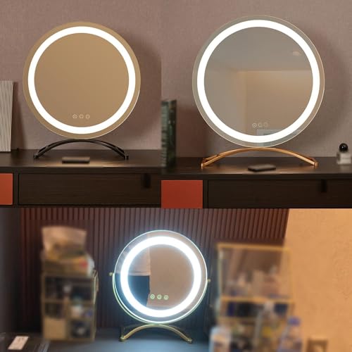 Espejo de maquillaje LED con 3 modos de luz y pantalla táctil para mesa 5