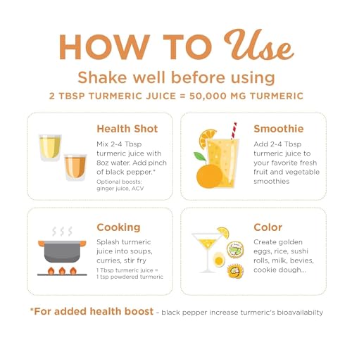 The Ginger People Turmeric Juice - 99% Pure, Drug Free, Premium Quality Wild Turmeric - 32 Fl Oz Bottle (Pack of 1)