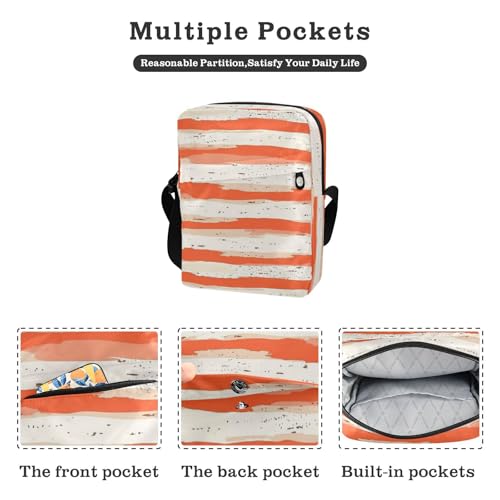 KLL Coral Orange Beige White Stripe Pattern messenger bags Vegan Leather men's shoulder bag Travel Shoulder Handbags2