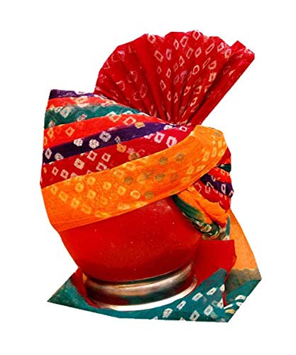 Image of THE SHAPE Rajasthani Safa Multicolor Bandhani Pagri for Men | Traditional Marwadi Cotton Blend Turban | Ethnic Wear Wedding Pagdi for Groom & Baraati | Party & Event Decoration Safa