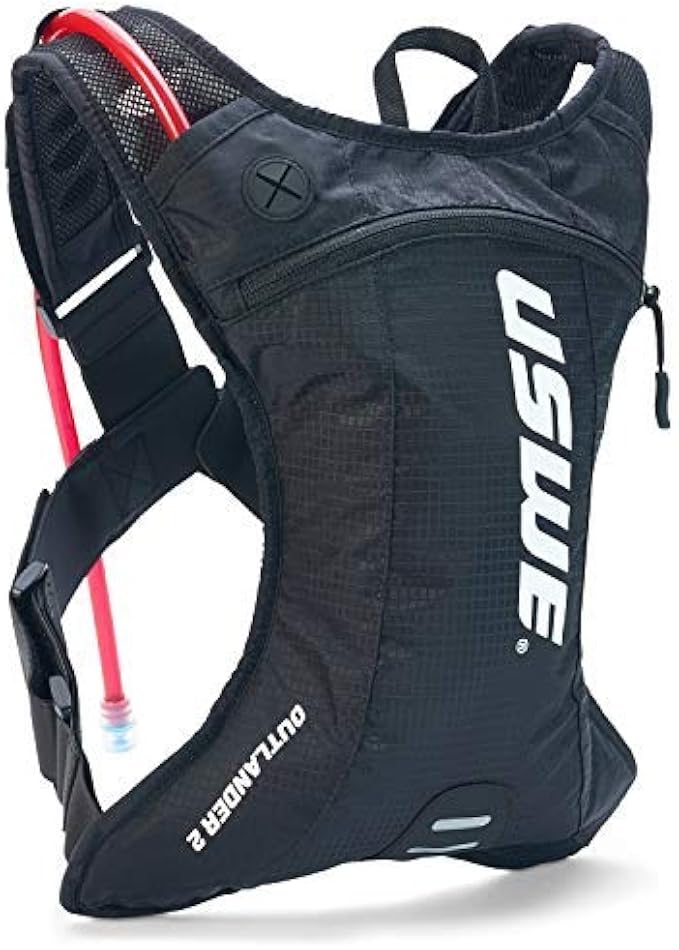 USWE Outlander 2L, Hydration Pack with 1,5L/ 50 oz Hydration Bladder, Black. Bounce Free.