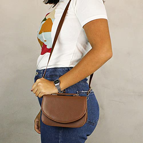 Bolsa Feminina Transversal Clutch Pequena com Alças Presente de Dia das Mães Cor:Marrom